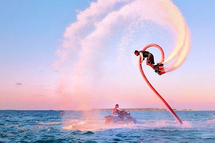 Embrace the rush of flying above crystal-clear waters in Dubai. Experience the freedom of a flyboard adventure guided by experts who ensure your safety and enjoyment as you soar.